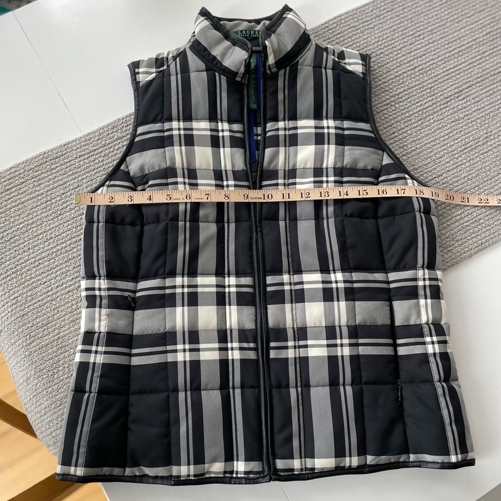 Lauren Ralph Lauren Black White Plaid Vest Size Medium - Picture 9 of 10